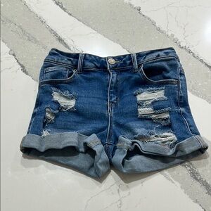 Wax Jean Blue Distressed Jean Shorts